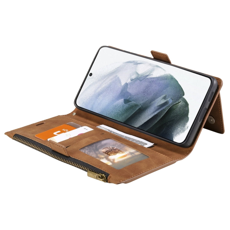 For Samsung Galaxy S20 Ultra Side Zipper Back Card Horizontal Flip PU Leather Case with Card Slots & Wallet & Photo Frame & Lanyard