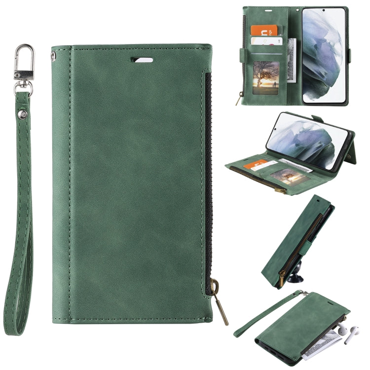 For Samsung Galaxy S20 Ultra Side Zipper Back Card Horizontal Flip PU Leather Case with Card Slots & Wallet & Photo Frame & Lanyard