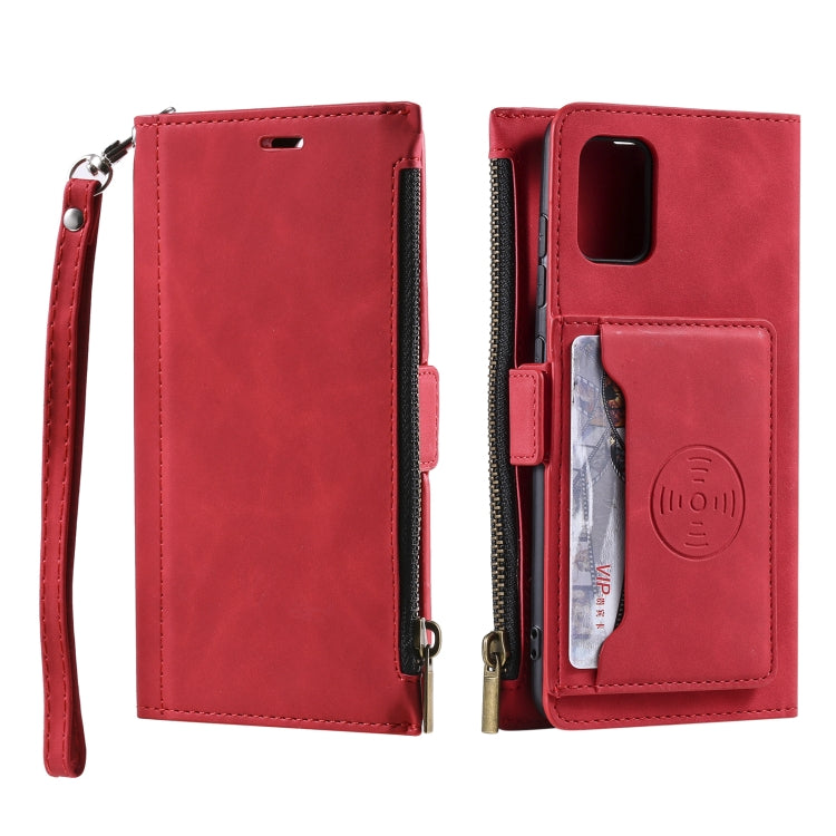 For Samsung Galaxy S20 Side Zipper Back Card Horizontal Flip PU Leather Case with Card Slots & Wallet & Photo Frame & Lanyard
