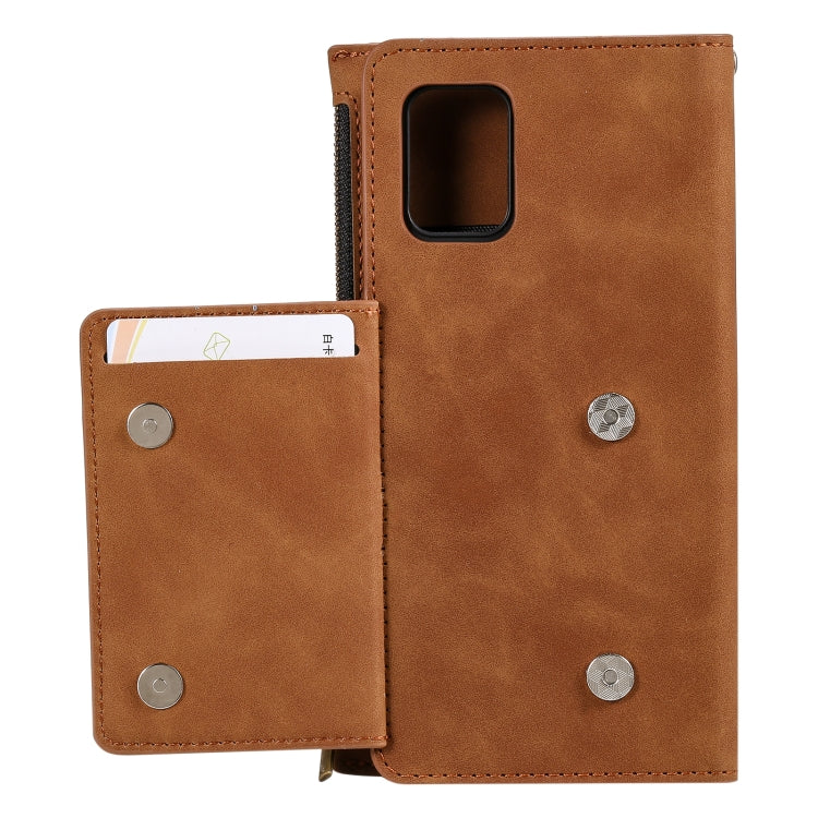 For Samsung Galaxy S20 Side Zipper Back Card Horizontal Flip PU Leather Case with Card Slots & Wallet & Photo Frame & Lanyard