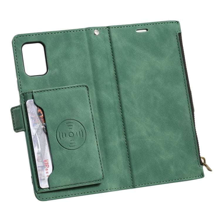 For Samsung Galaxy S20 Side Zipper Back Card Horizontal Flip PU Leather Case with Card Slots & Wallet & Photo Frame & Lanyard