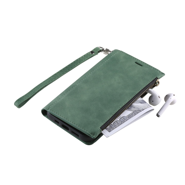 For Samsung Galaxy S21 Ultra 5G Side Zipper Back Card Horizontal Flip PU Leather Case with Card Slots & Wallet & Photo Frame & Lanyard