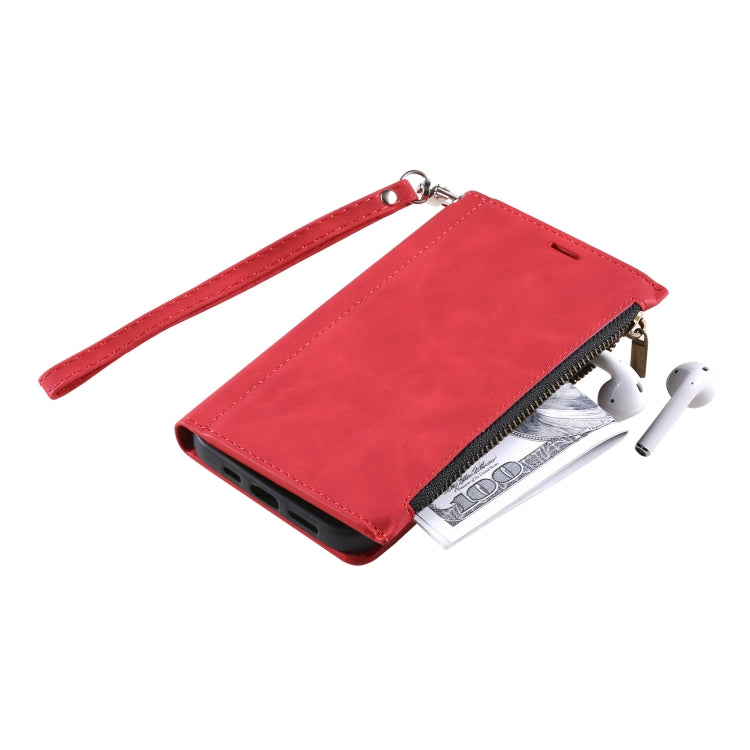 For Samsung Galaxy S21+ 5G Side Zipper Back Card Horizontal Flip PU Leather Case with Card Slots & Wallet & Photo Frame & Lanyard