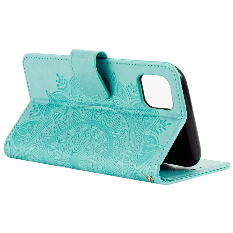 For iPhone 13 Totem Flower Embossed Horizontal Flip TPU + PU Leather Case with Holder & Card Slots & Wallet