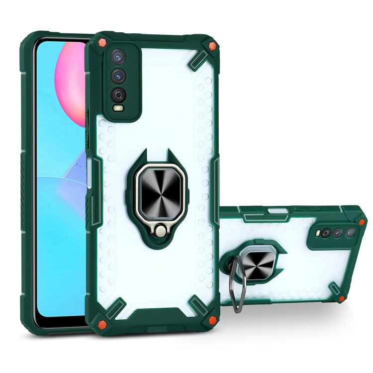 Matte TPU + PC Magnetic Shockproof Case with Ring Holder For vivo Y12s