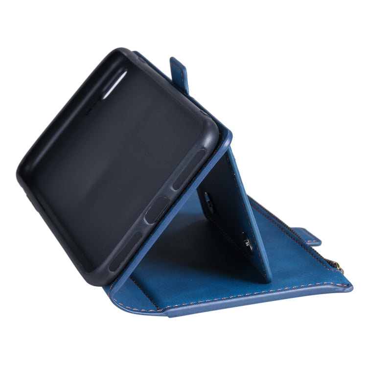 Side Zipper Back Card Horizontal Flip PU Leather Case with Card Slots & Wallet & Photo Frame & Lanyard For iPhone 8 Plus / 7 Plus