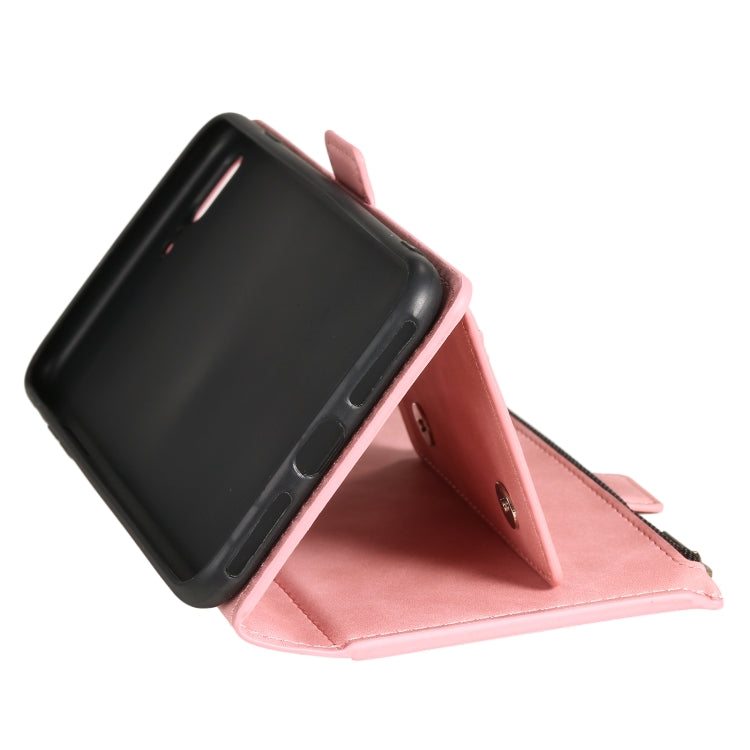 Side Zipper Back Card Horizontal Flip PU Leather Case with Card Slots & Wallet & Photo Frame & Lanyard For iPhone 8 Plus / 7 Plus