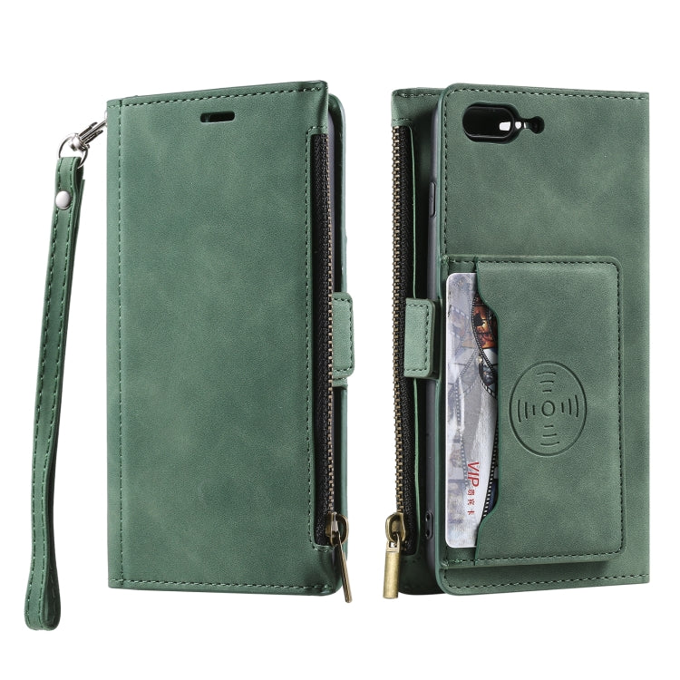 Side Zipper Back Card Horizontal Flip PU Leather Case with Card Slots & Wallet & Photo Frame & Lanyard For iPhone 8 Plus / 7 Plus