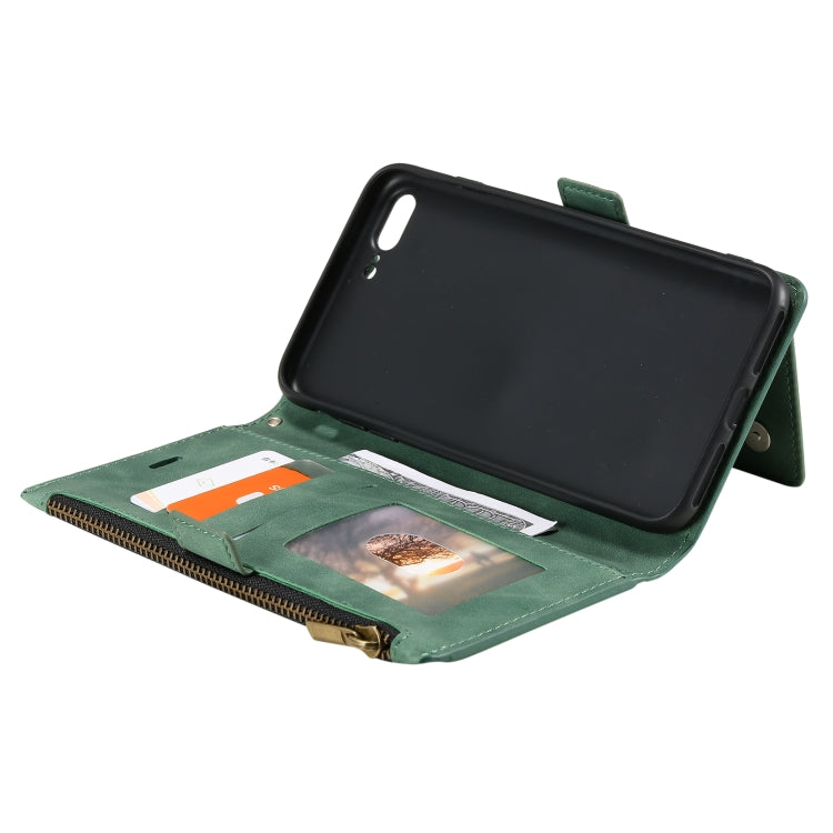 Side Zipper Back Card Horizontal Flip PU Leather Case with Card Slots & Wallet & Photo Frame & Lanyard For iPhone 8 Plus / 7 Plus