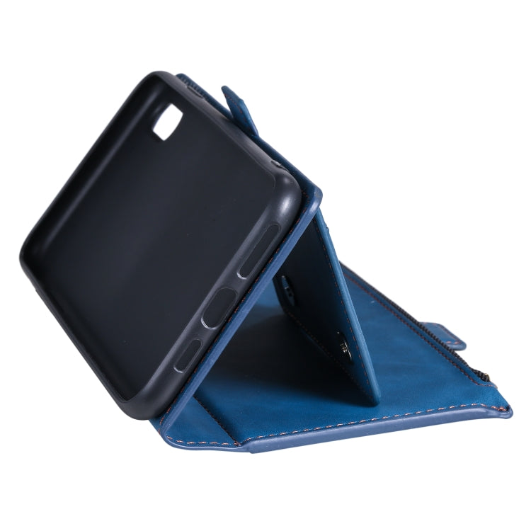 For iPhone XS Max Side Zipper Back Card Horizontal Flip PU Leather Case with Card Slots & Wallet & Photo Frame & Lanyard