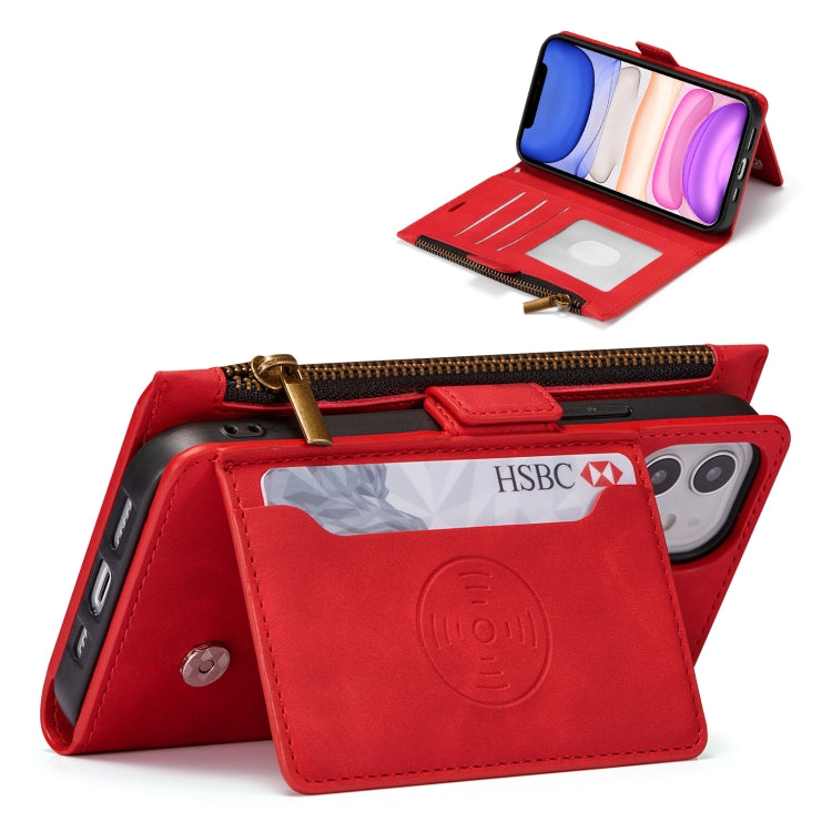 For iPhone 12 mini Side Zipper Back Card Horizontal Flip PU Leather Case with Card Slots & Wallet & Photo Frame & Lanyard