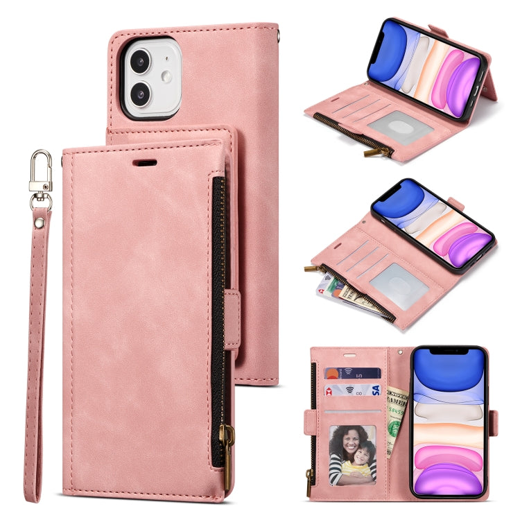 For iPhone 12 mini Side Zipper Back Card Horizontal Flip PU Leather Case with Card Slots & Wallet & Photo Frame & Lanyard