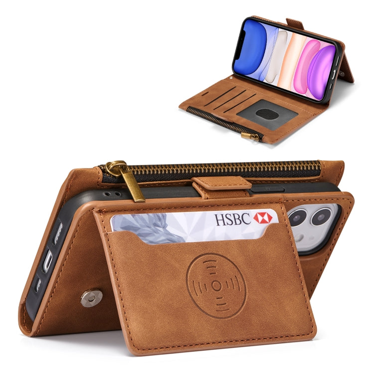 For iPhone 12 mini Side Zipper Back Card Horizontal Flip PU Leather Case with Card Slots & Wallet & Photo Frame & Lanyard