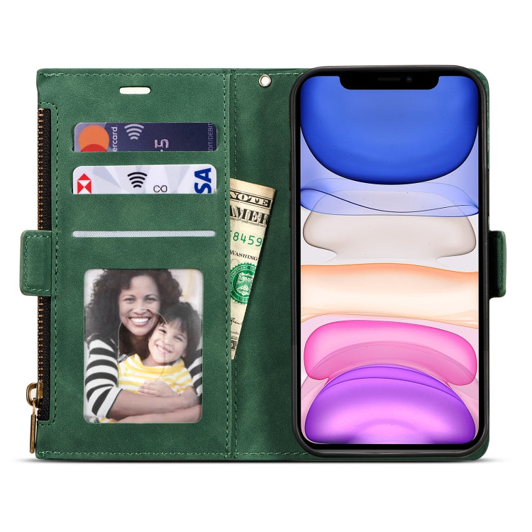 For iPhone 12 mini Side Zipper Back Card Horizontal Flip PU Leather Case with Card Slots & Wallet & Photo Frame & Lanyard