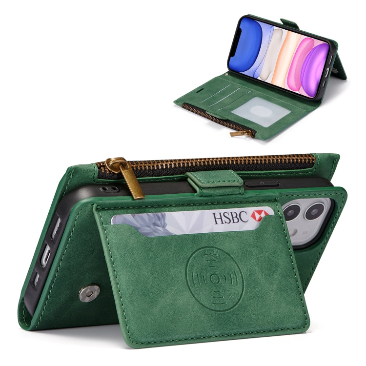 For iPhone 12 mini Side Zipper Back Card Horizontal Flip PU Leather Case with Card Slots & Wallet & Photo Frame & Lanyard