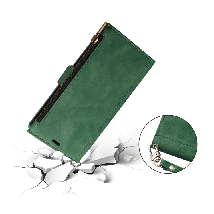 For iPhone 12 mini Side Zipper Back Card Horizontal Flip PU Leather Case with Card Slots & Wallet & Photo Frame & Lanyard
