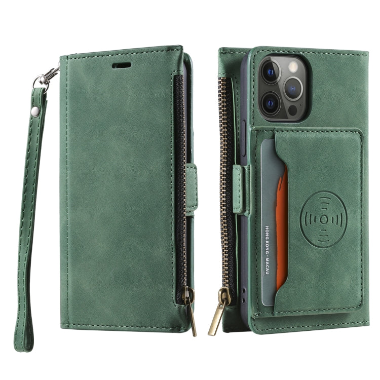 For iPhone 11 Pro Side Zipper Back Card Horizontal Flip PU Leather Case with Card Slots & Wallet & Photo Frame & Lanyard