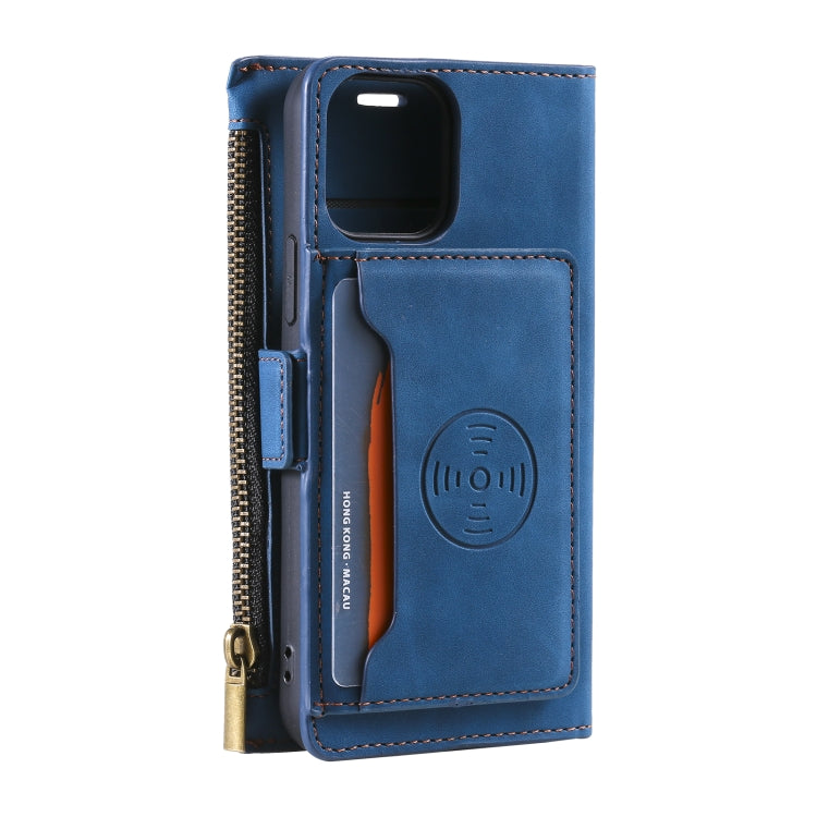 For iPhone 13 mini Side Zipper Back Card Horizontal Flip PU Leather Case with Card Slots & Wallet & Photo Frame & Lanyard