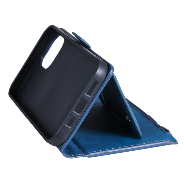 For iPhone 13 mini Side Zipper Back Card Horizontal Flip PU Leather Case with Card Slots & Wallet & Photo Frame & Lanyard