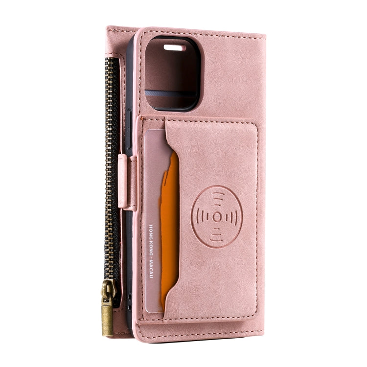 For iPhone 13 mini Side Zipper Back Card Horizontal Flip PU Leather Case with Card Slots & Wallet & Photo Frame & Lanyard