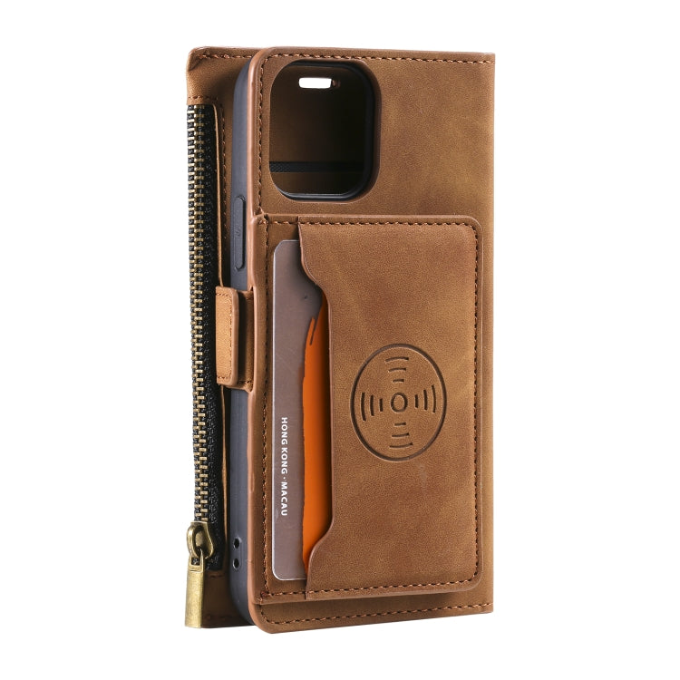 For iPhone 13 mini Side Zipper Back Card Horizontal Flip PU Leather Case with Card Slots & Wallet & Photo Frame & Lanyard