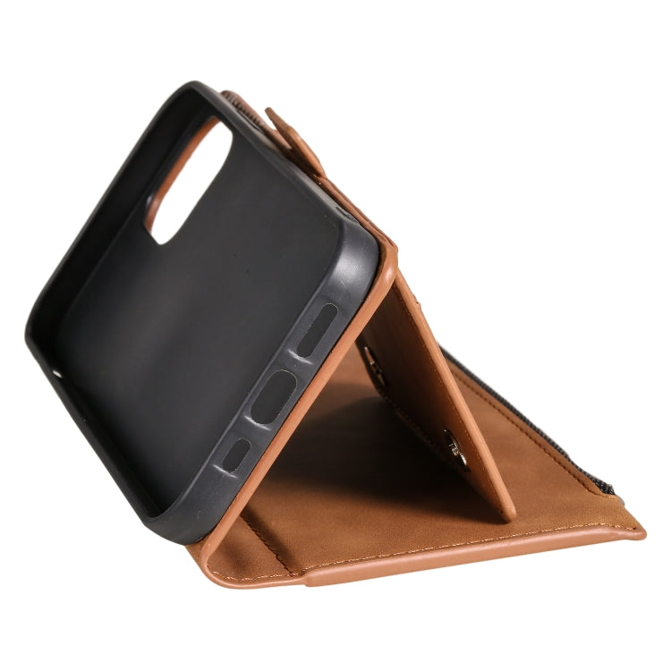 For iPhone 13 mini Side Zipper Back Card Horizontal Flip PU Leather Case with Card Slots & Wallet & Photo Frame & Lanyard