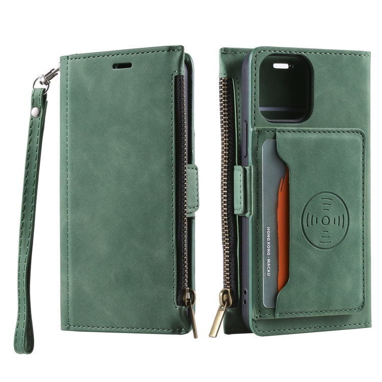 For iPhone 13 mini Side Zipper Back Card Horizontal Flip PU Leather Case with Card Slots & Wallet & Photo Frame & Lanyard