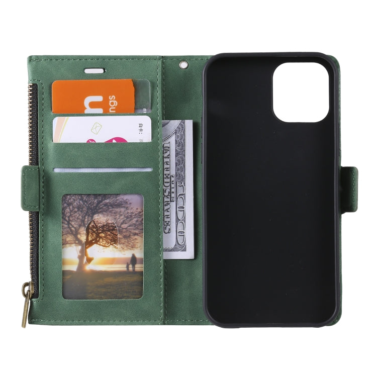 For iPhone 13 mini Side Zipper Back Card Horizontal Flip PU Leather Case with Card Slots & Wallet & Photo Frame & Lanyard