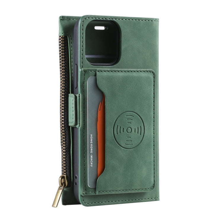 For iPhone 13 mini Side Zipper Back Card Horizontal Flip PU Leather Case with Card Slots & Wallet & Photo Frame & Lanyard