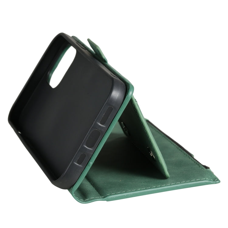 For iPhone 13 mini Side Zipper Back Card Horizontal Flip PU Leather Case with Card Slots & Wallet & Photo Frame & Lanyard