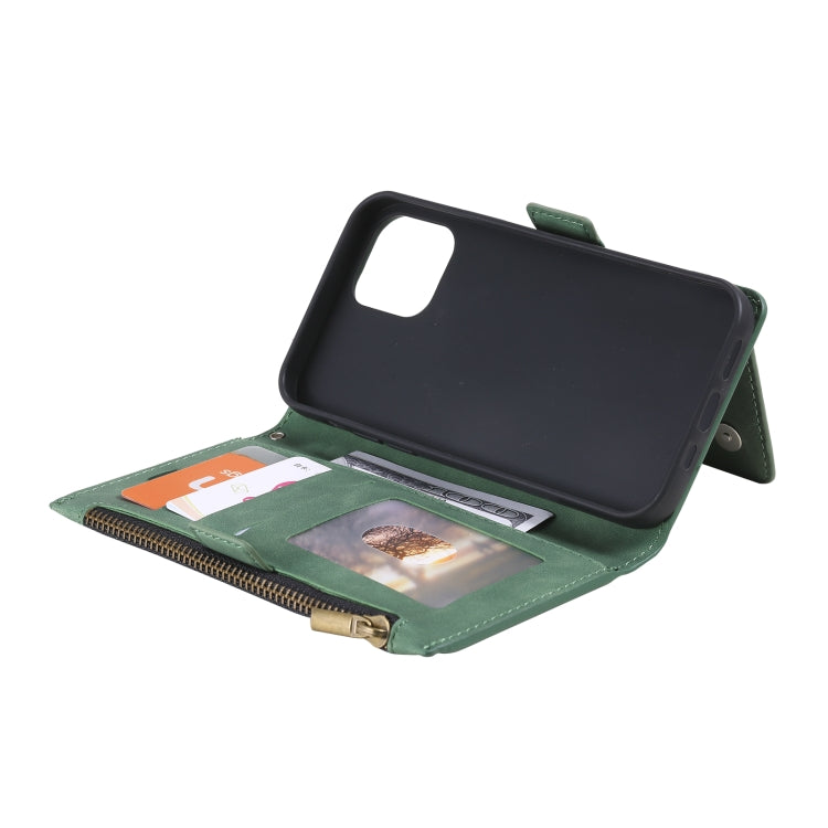 For iPhone 13 mini Side Zipper Back Card Horizontal Flip PU Leather Case with Card Slots & Wallet & Photo Frame & Lanyard