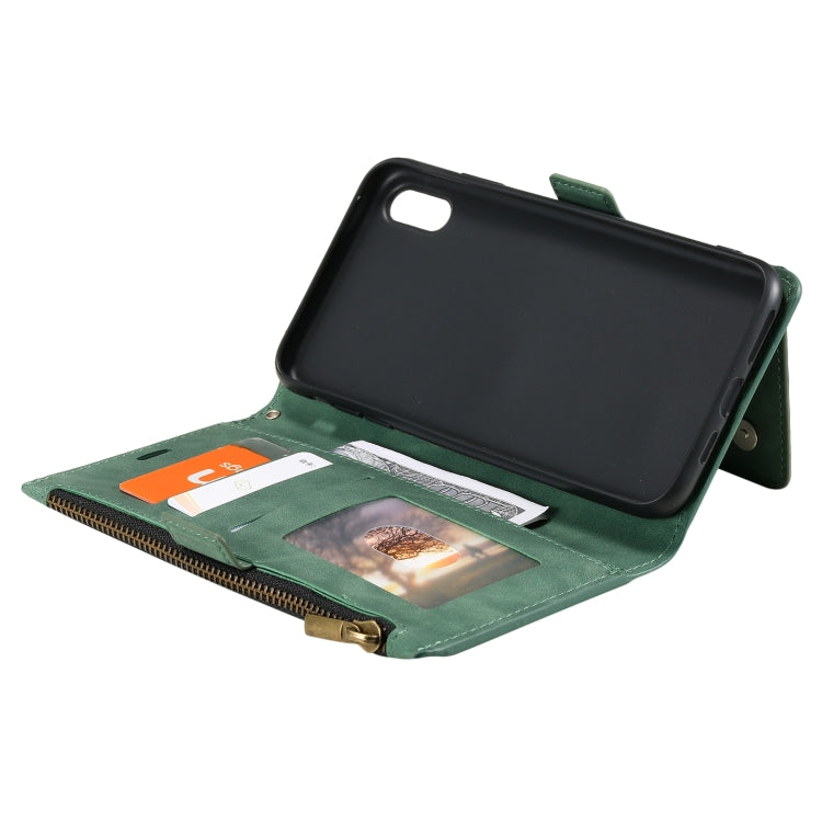 For iPhone X / XS Side Zipper Back Card Horizontal Flip PU Leather Case with Card Slots & Wallet & Photo Frame & Lanyard