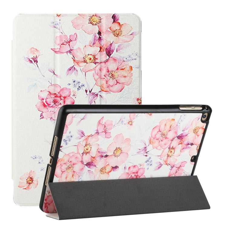 Silk Texture Colored Drawing Pattern Horizontal Flip Magnetic PU Leather Case with Three-folding Holder & Sleep / Wake-up Function For iPad 9.7 (2018/2017)