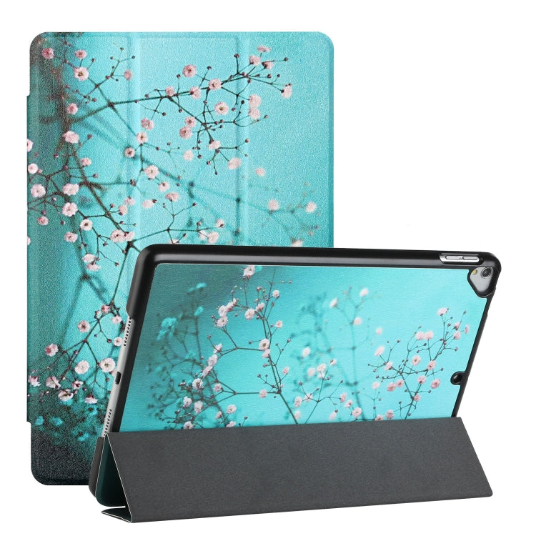 For iPad 10.2 (2021/2020/2019) Silk Texture Colored Drawing Pattern Horizontal Flip Magnetic PU Leather Case with Three-folding Holder & Sleep / Wake-up Function