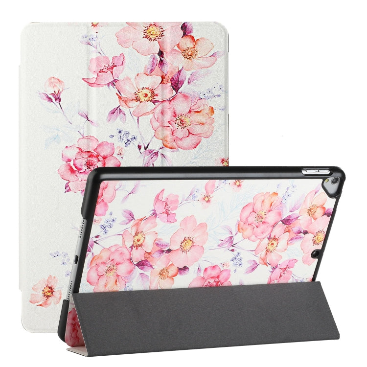 For iPad 10.2 (2021/2020/2019) Silk Texture Colored Drawing Pattern Horizontal Flip Magnetic PU Leather Case with Three-folding Holder & Sleep / Wake-up Function