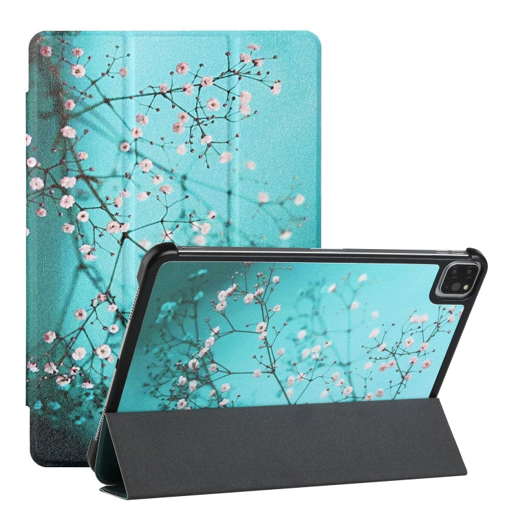 For iPad Pro 11 2022 / 2021 / 2020 / 2018 Silk Texture Colored Drawing Pattern Horizontal Flip Magnetic PU Leather Tablet Case with Three-folding Holder & Sleep / Wake-up Function