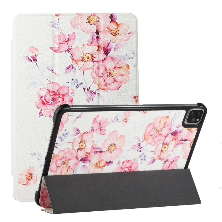 For iPad Pro 11 2022 / 2021 / 2020 / 2018 Silk Texture Colored Drawing Pattern Horizontal Flip Magnetic PU Leather Tablet Case with Three-folding Holder & Sleep / Wake-up Function