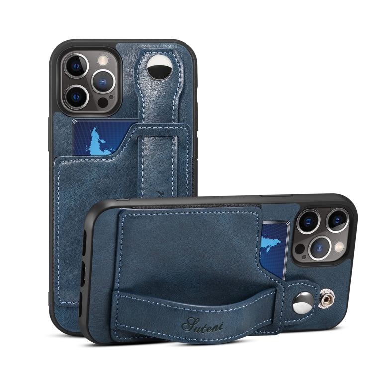 For iPhone 13 mini TPU + PU Leather Shockproof Protective Case with Card Slots and Hand Strap