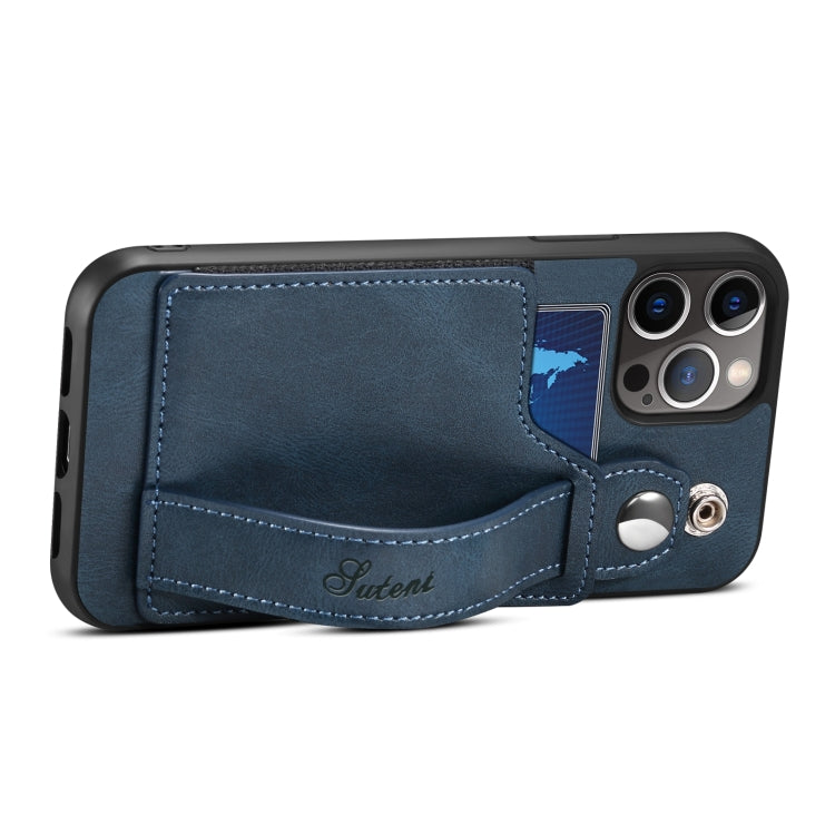 For iPhone 13 mini TPU + PU Leather Shockproof Protective Case with Card Slots and Hand Strap