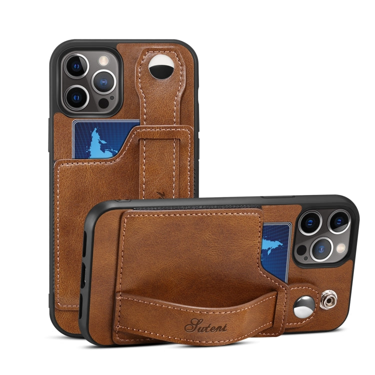 For iPhone 13 mini TPU + PU Leather Shockproof Protective Case with Card Slots and Hand Strap