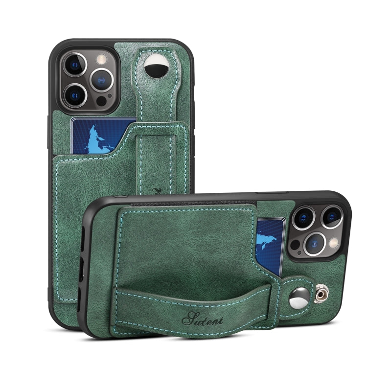 For iPhone 13 mini TPU + PU Leather Shockproof Protective Case with Card Slots and Hand Strap