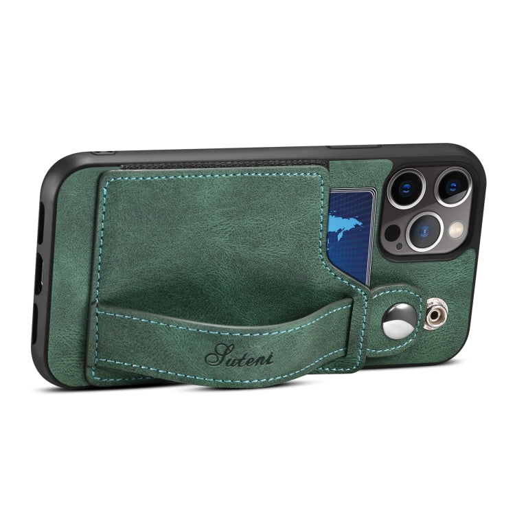 For iPhone 13 mini TPU + PU Leather Shockproof Protective Case with Card Slots and Hand Strap
