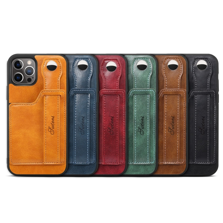 For iPhone 13 mini TPU + PU Leather Shockproof Protective Case with Card Slots and Hand Strap