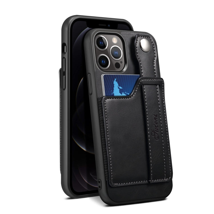 For iPhone 13 TPU + PU Leather Shockproof Protective Case with Card Slots and Hand Strap