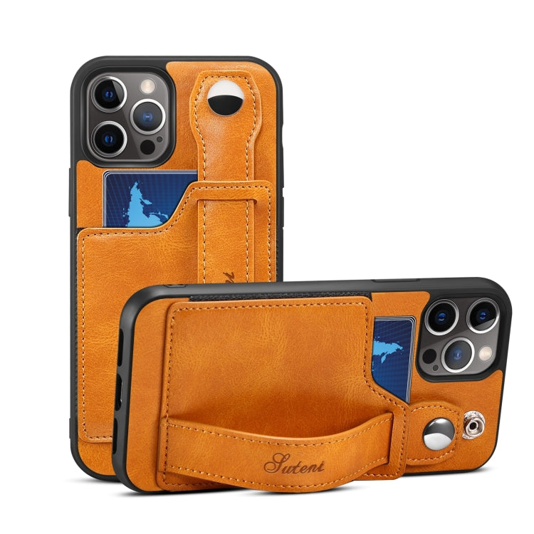 For iPhone 13 TPU + PU Leather Shockproof Protective Case with Card Slots and Hand Strap