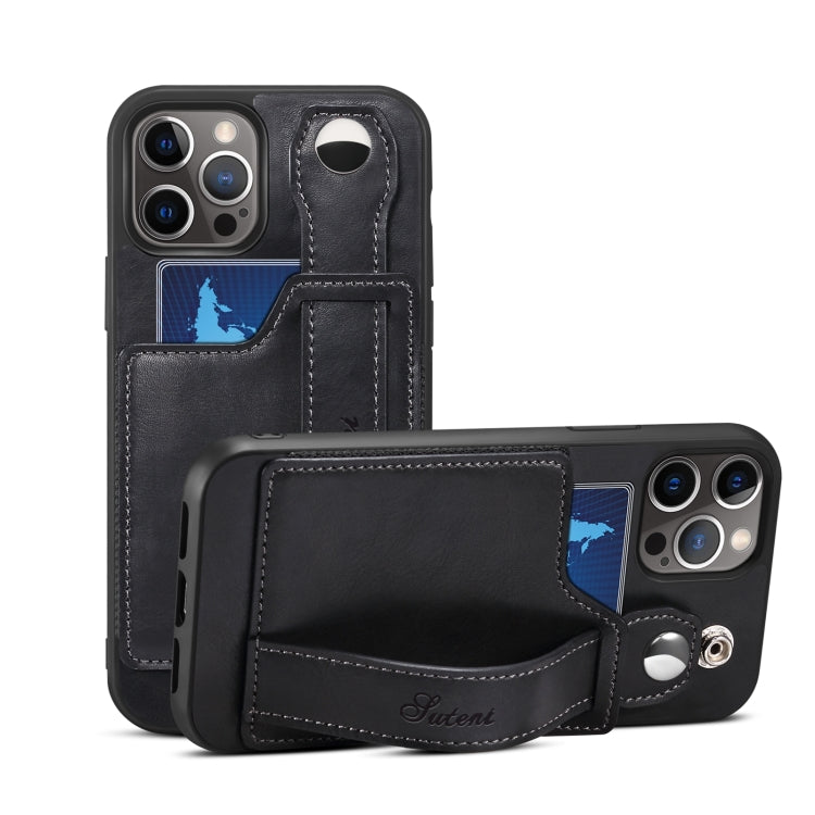 For iPhone 13 Pro TPU + PU Leather Shockproof Protective Case with Card Slots and Hand Strap