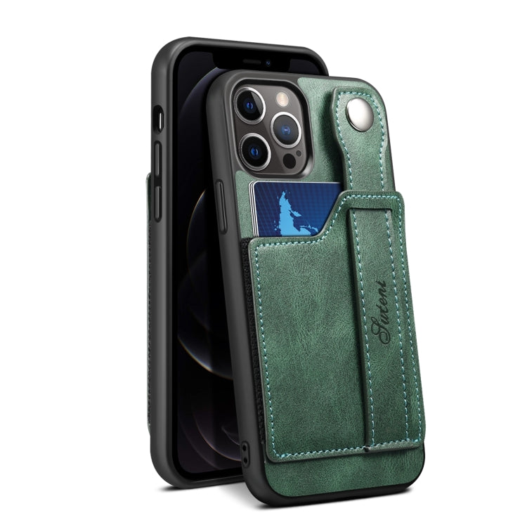 For iPhone 13 Pro Max TPU + PU Leather Shockproof Protective Case with Card Slots and Hand Strap