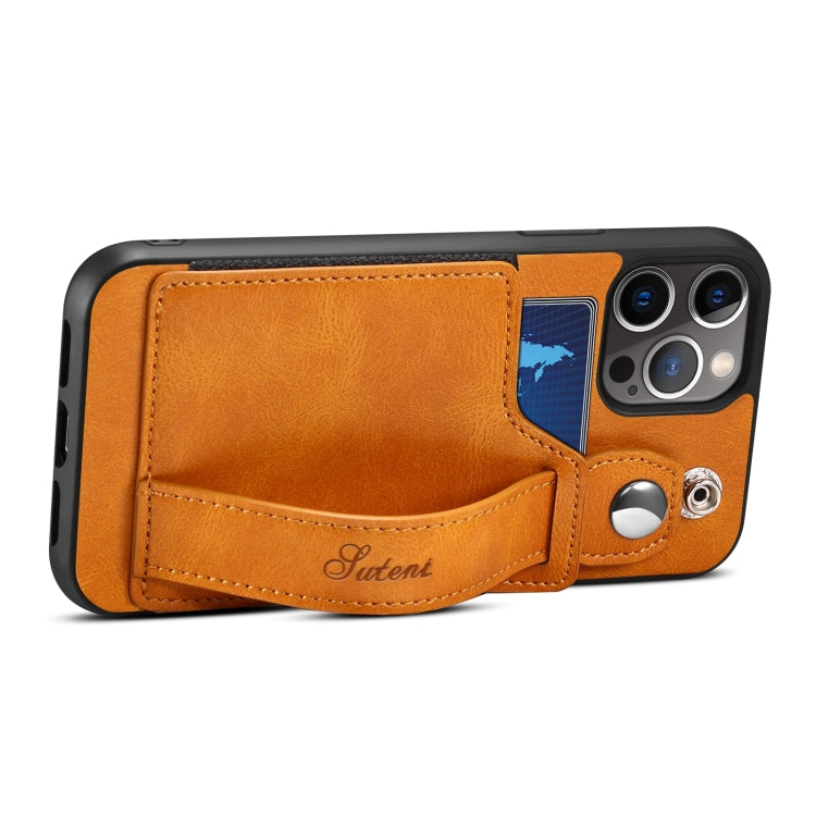 For iPhone 13 Pro Max TPU + PU Leather Shockproof Protective Case with Card Slots and Hand Strap