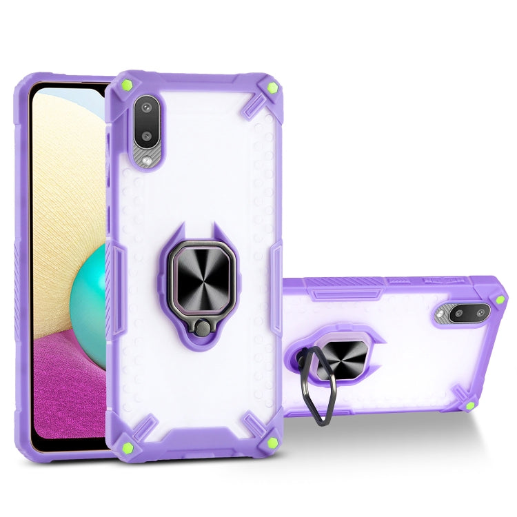 Matte TPU + PC Magnetic Shockproof Case with Ring Holder For Samsung Galaxy A02