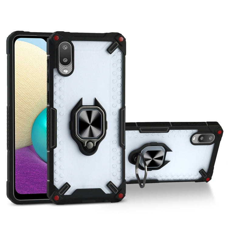 Matte TPU + PC Magnetic Shockproof Case with Ring Holder For Samsung Galaxy A02